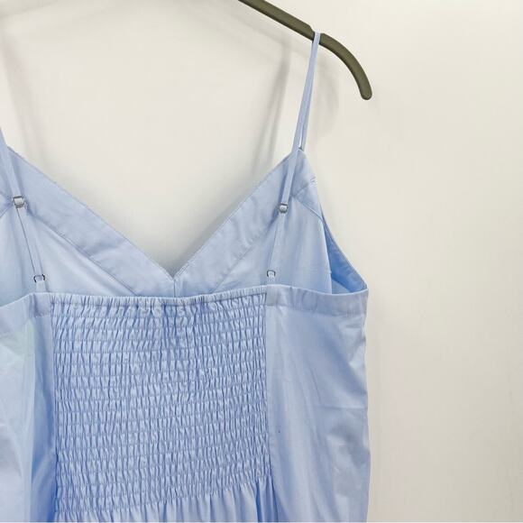DEREK LAM 10 CROSBY Odile Shirred Tiered Cotton-Poplin Midi Dress Blue 10 NEW - Picture 8 of 13